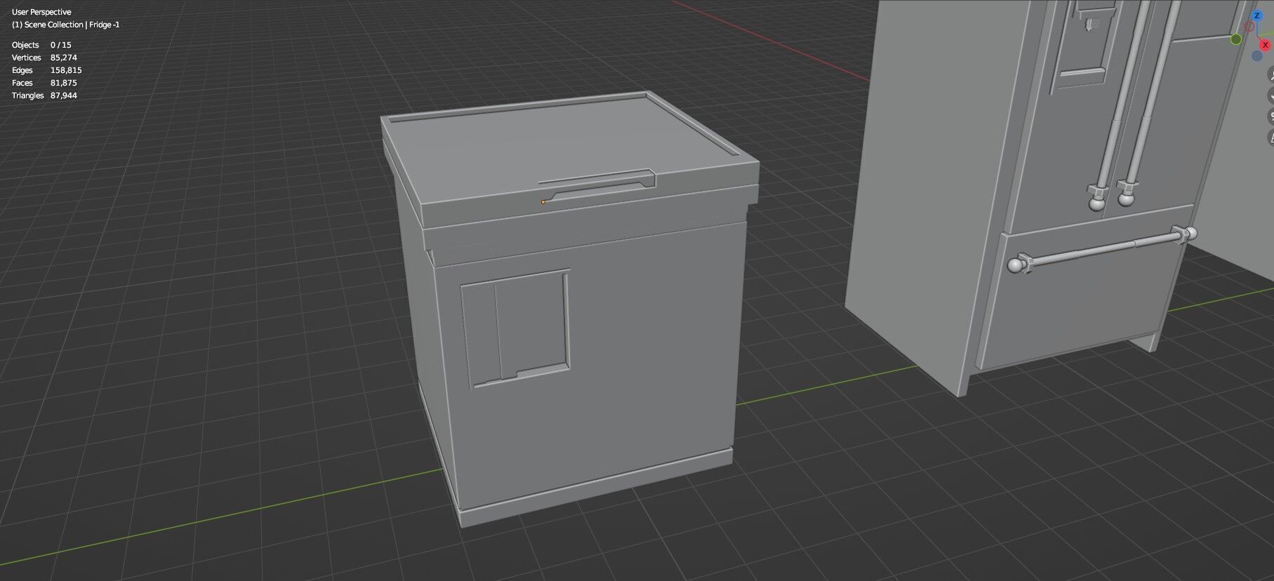Low Poly 5 Refrigerator Mini Pack - 1 - Untextured Low-poly 3D model_23