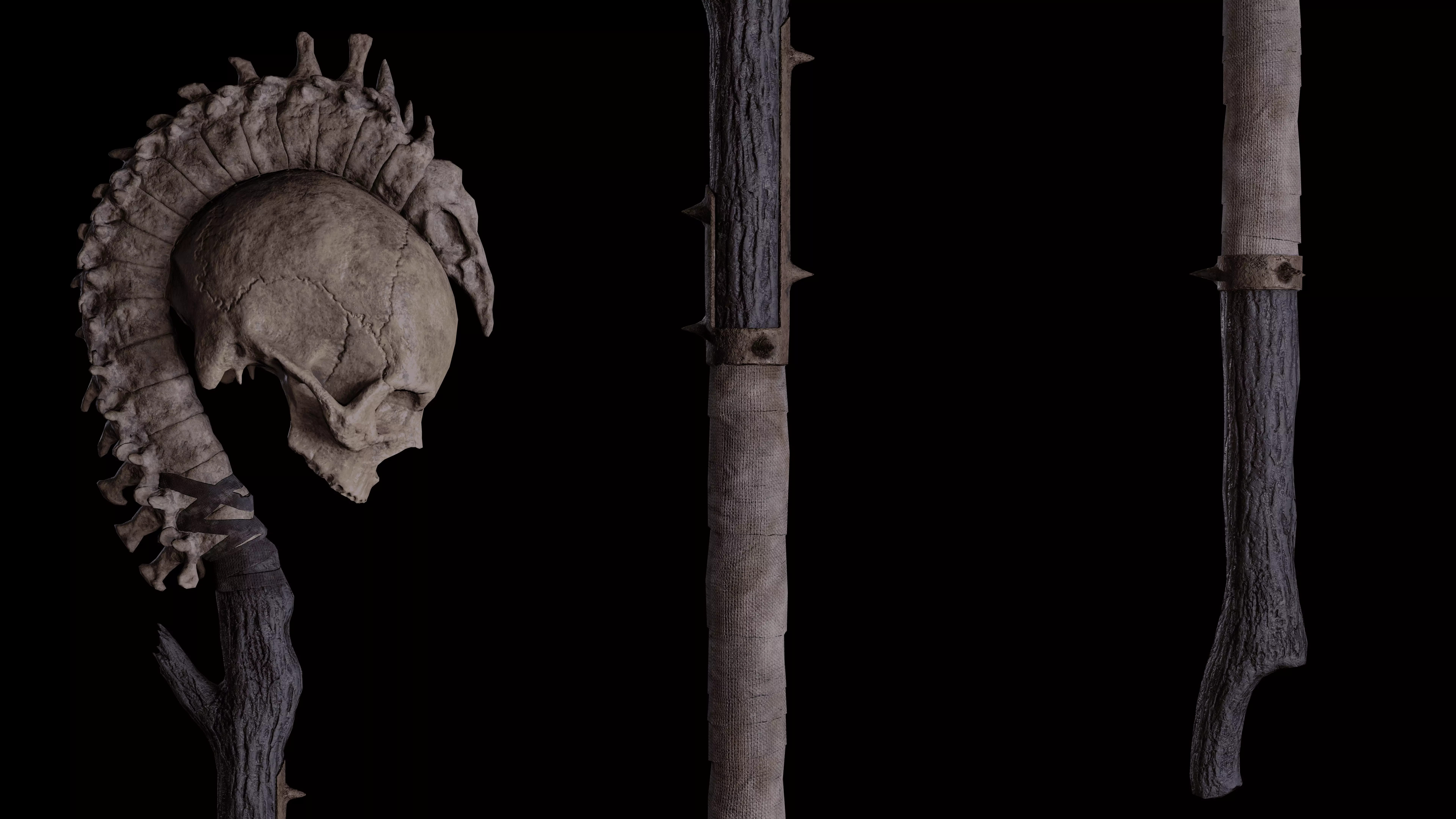 Ritual staff - Game Ready Low-poly 3D model_0