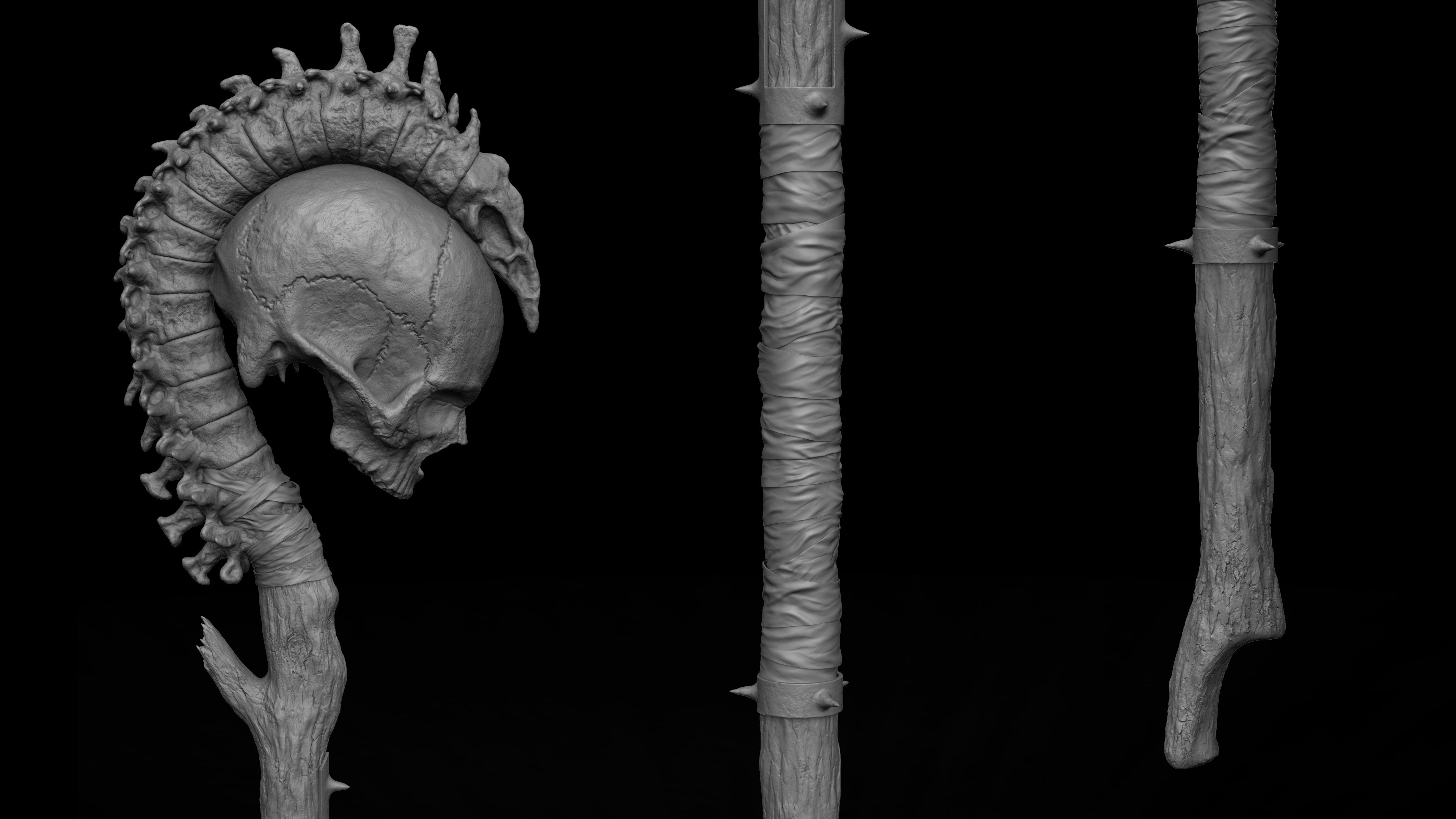 Ritual staff - Game Ready Low-poly 3D model_3