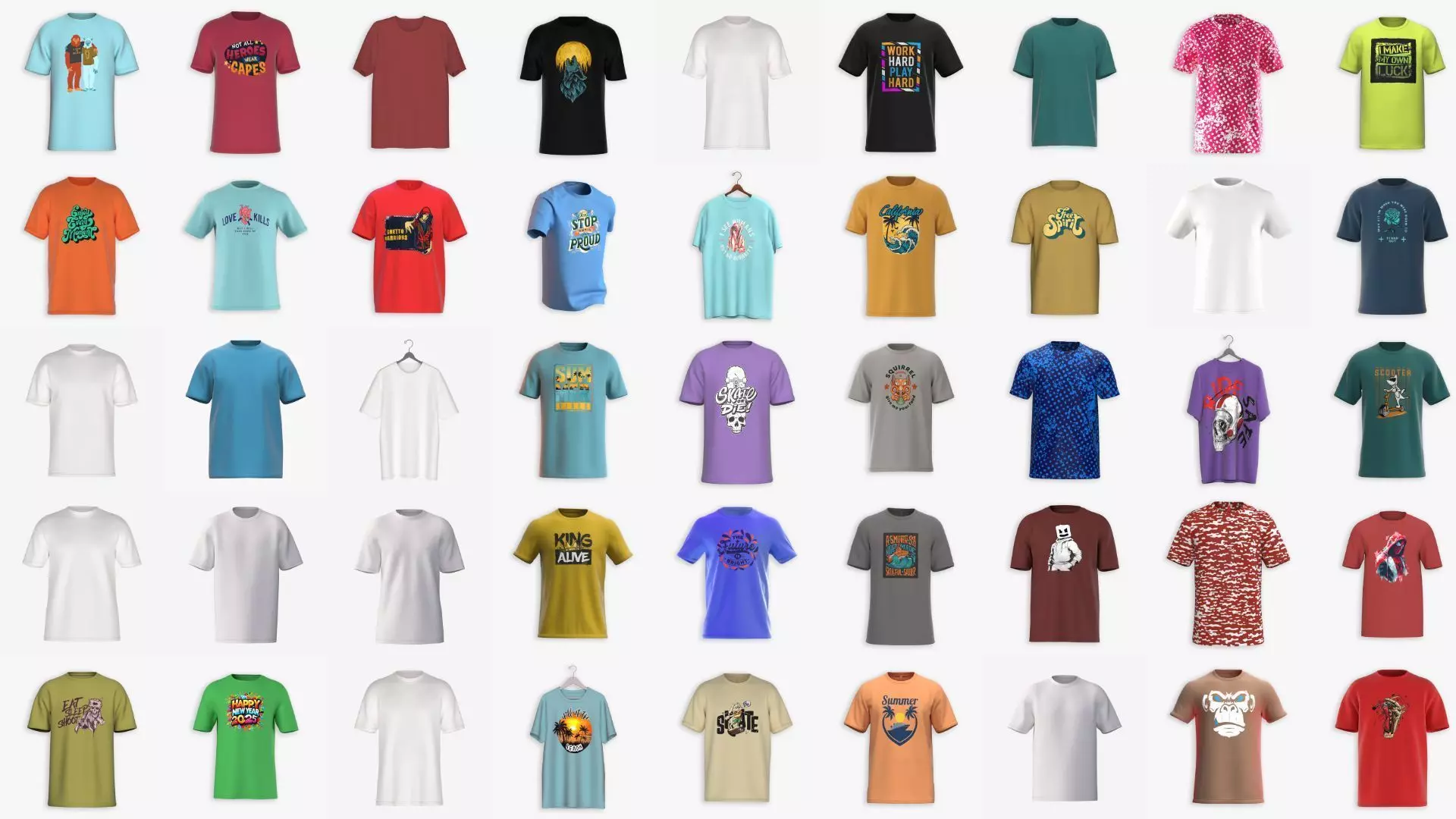 50 T-Shirt CLO File Ready to Render 3D model_0