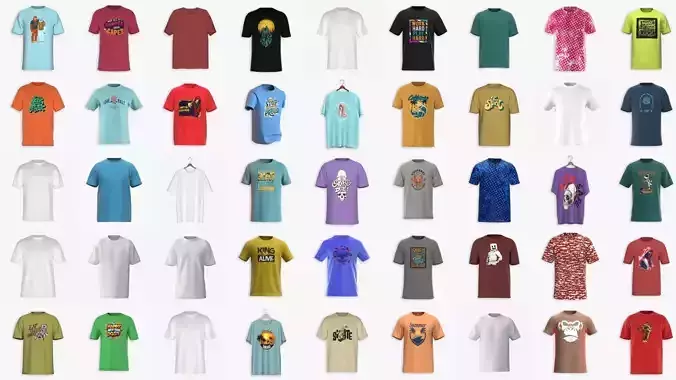 50 T-Shirt CLO File Ready to Render 3D model