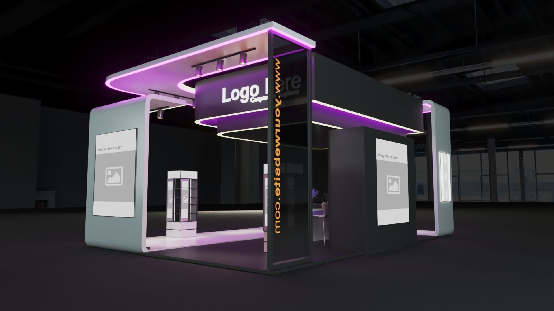Modern Exhibition booth  3D model_3