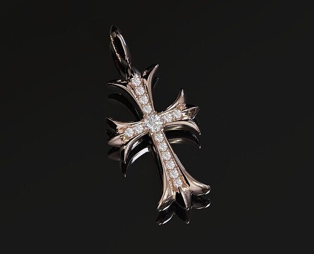 Chrome heart pendant diamond 3D print model