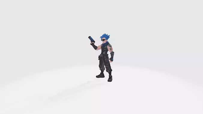 Blue Star Hunter  - 3D Printable and Animated Model Low-poly 3D model