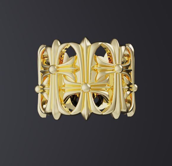 Chrome heart CEMETERY ring design 3D print model_4