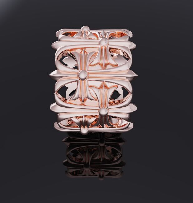 Chrome heart CEMETERY ring design 3D print model_6