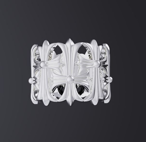 Chrome heart CEMETERY ring design 3D print model_3