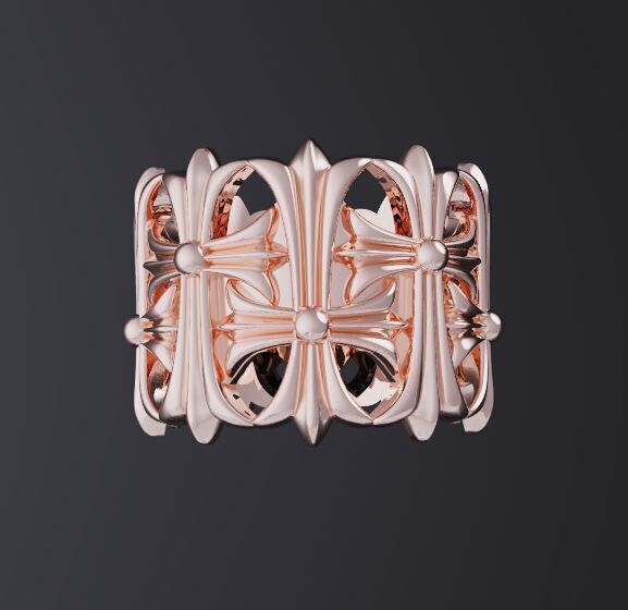 Chrome heart CEMETERY ring design 3D print model_5