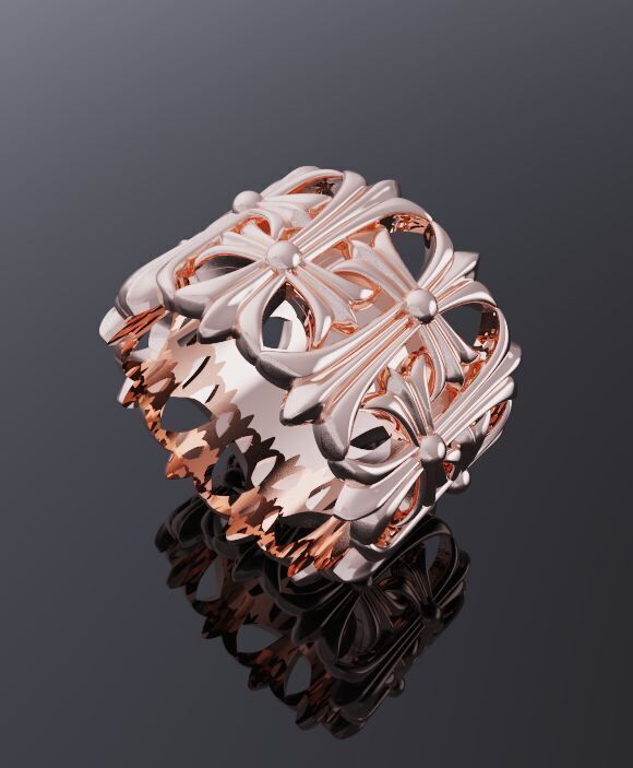 Chrome heart CEMETERY ring design 3D print model_2