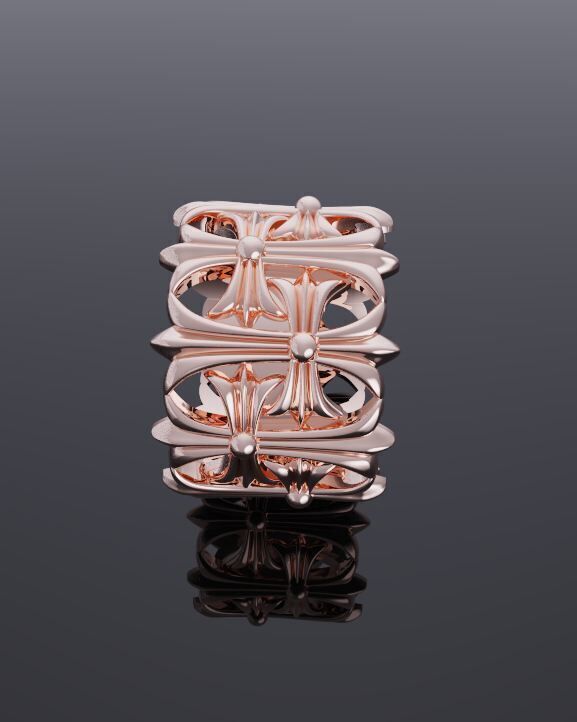 Chrome heart CEMETERY ring design 3D print model_7