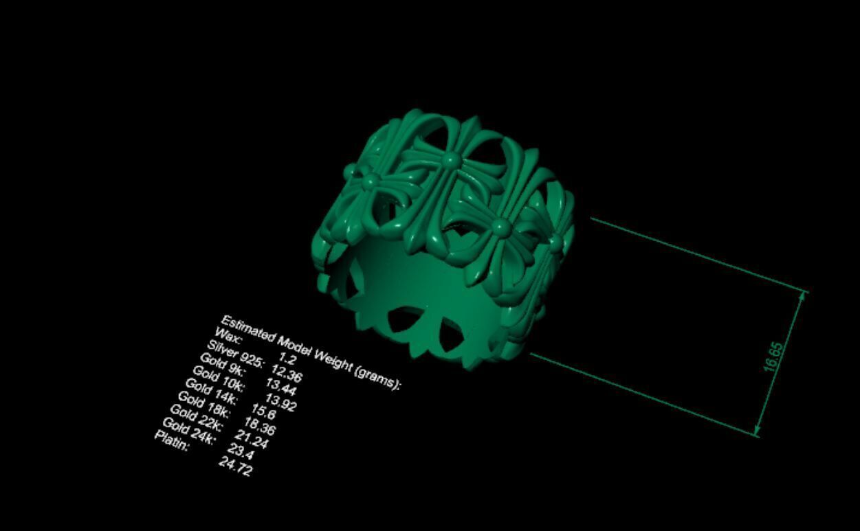Chrome heart CEMETERY ring design 3D print model_10