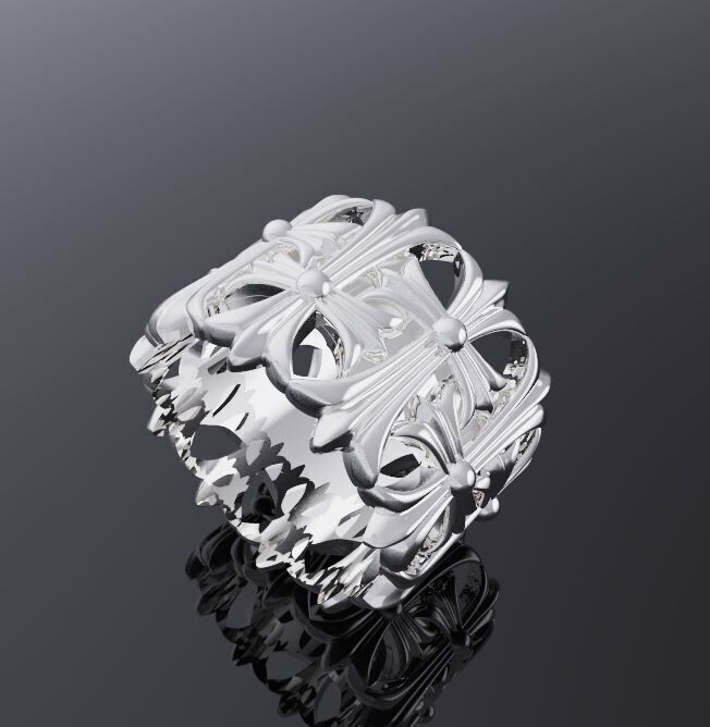 Chrome heart CEMETERY ring design 3D print model_1