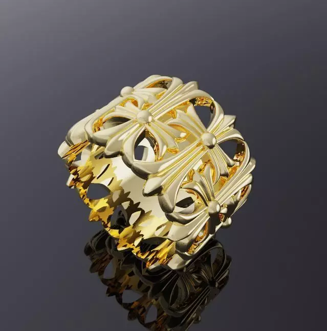 Chrome heart CEMETERY ring design 3D print model_0