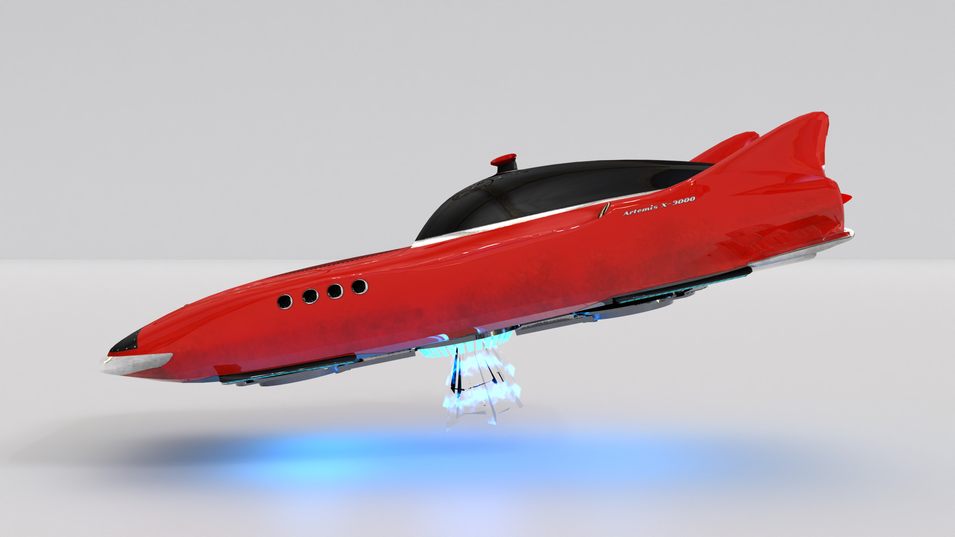 Hover Car Low Poly 3D model_4