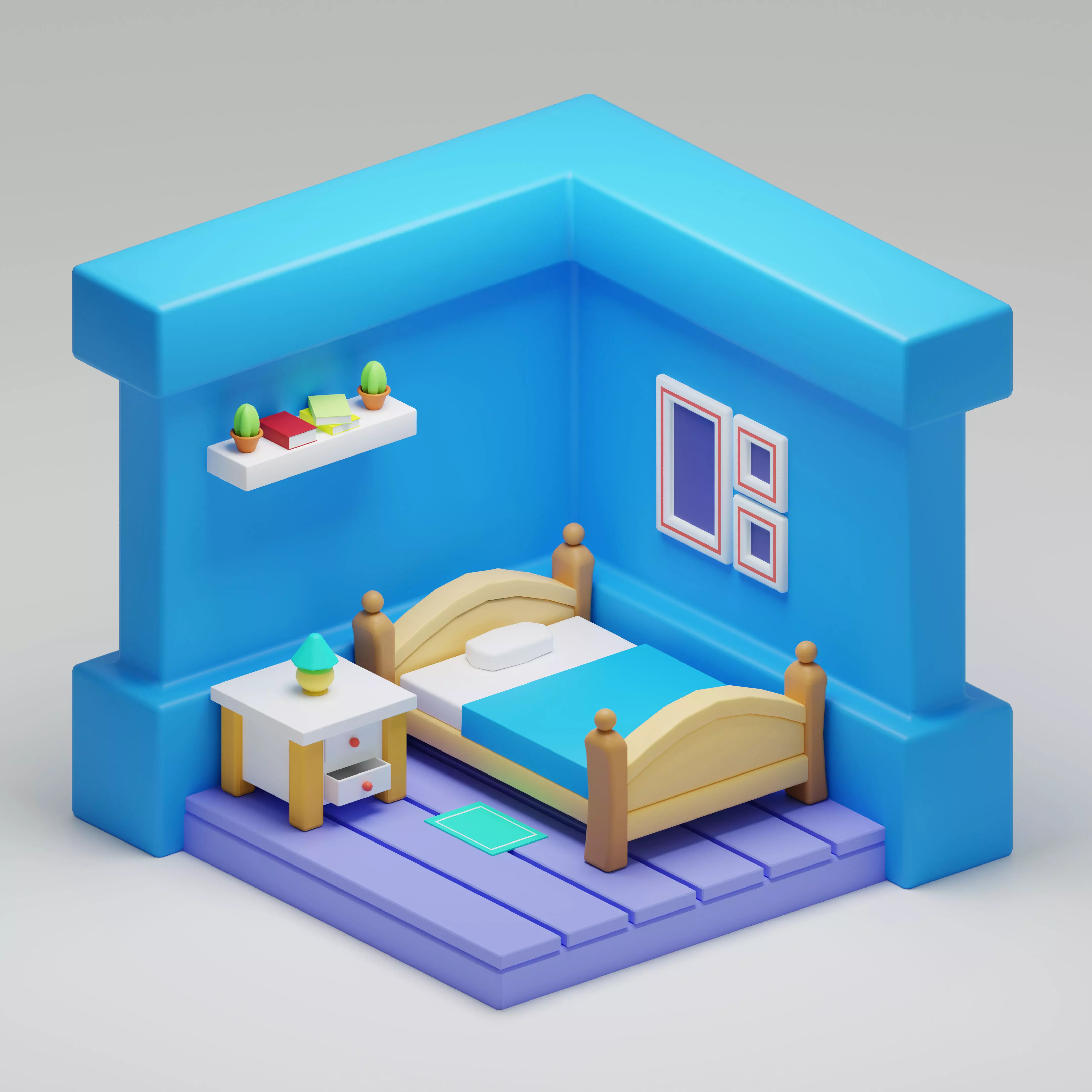 Cartoon Room model 3D model_0