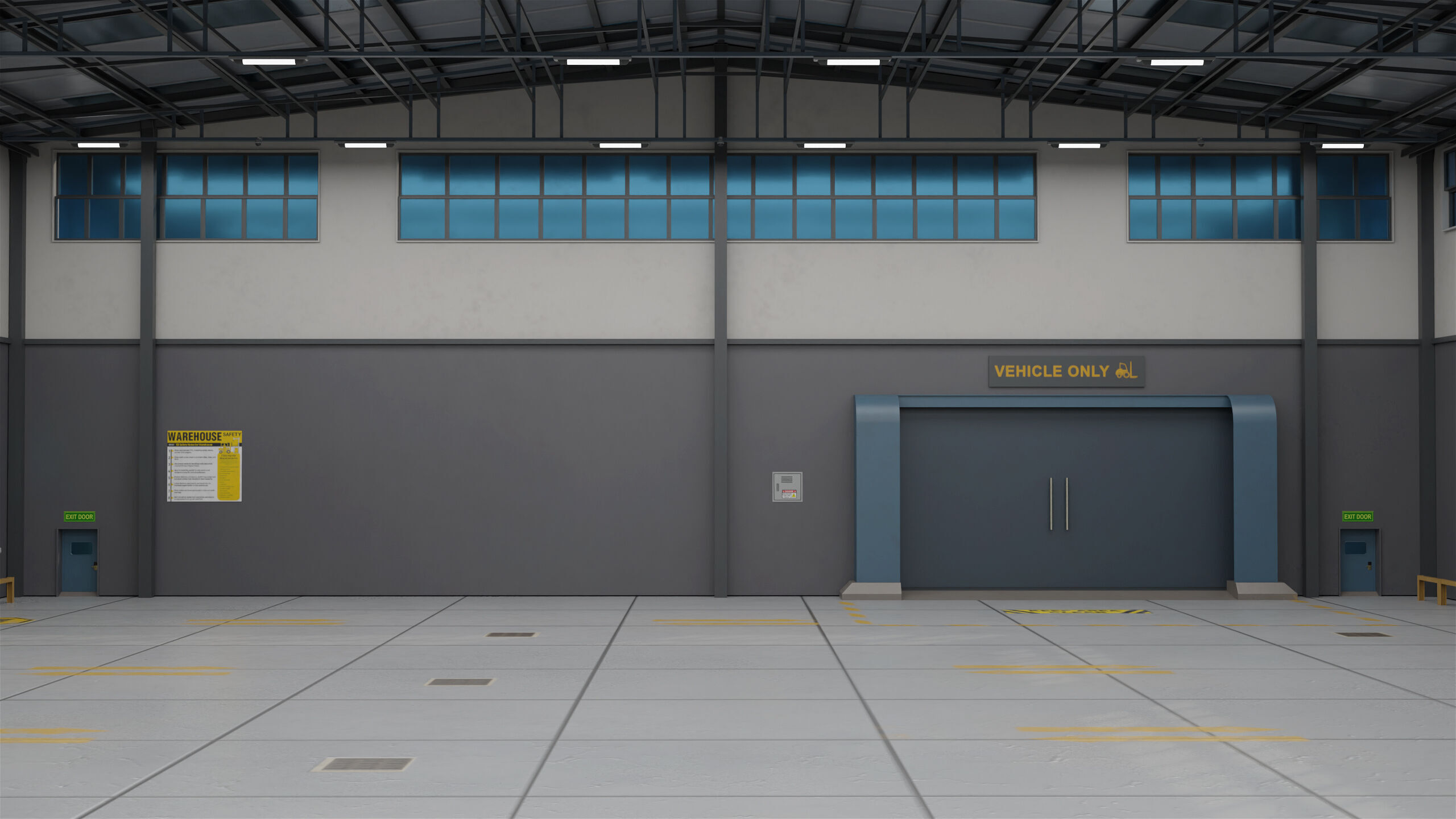 Logistic Cargo Warehouse Interior and Exterior All PBR Textures Low-poly 3D model_7