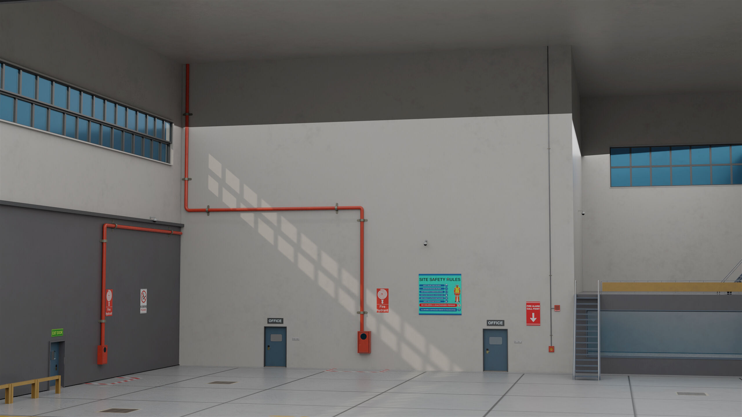 Logistic Cargo Warehouse Interior and Exterior All PBR Textures Low-poly 3D model_24