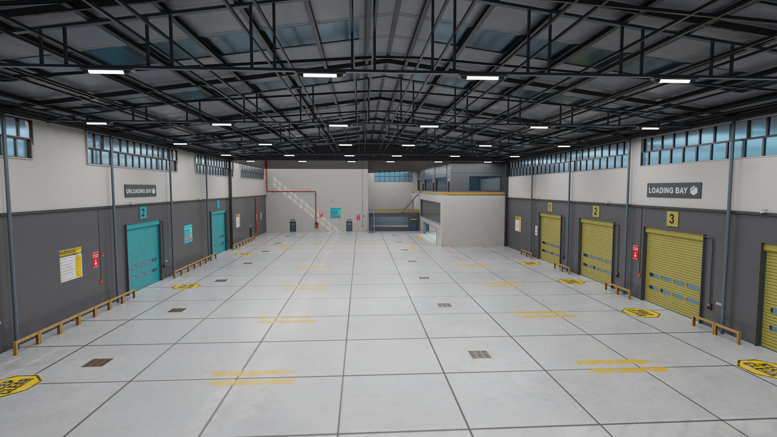 Logistic Cargo Warehouse Interior and Exterior All PBR Textures Low-poly 3D model_4