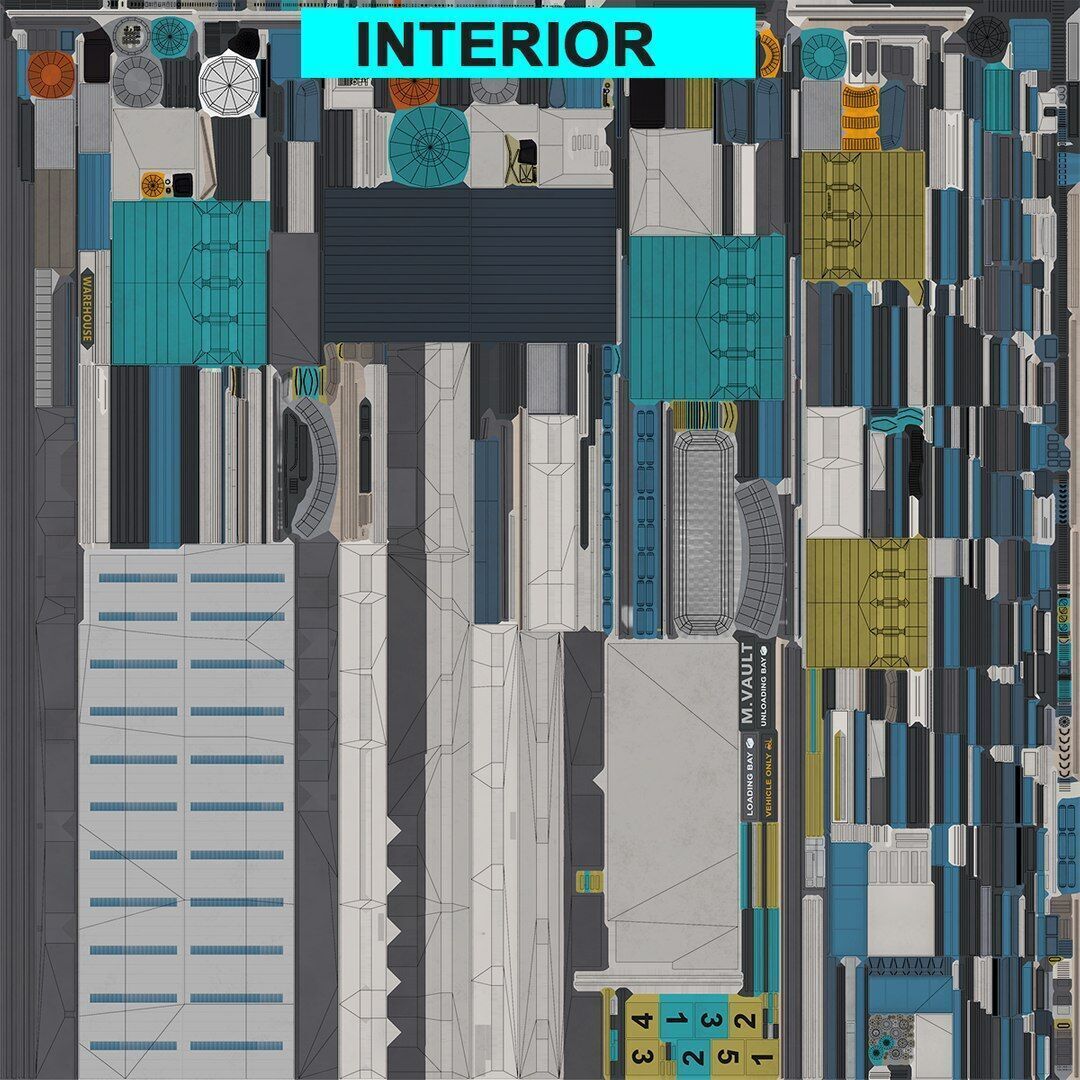 Logistic Cargo Warehouse Interior and Exterior All PBR Textures Low-poly 3D model_65