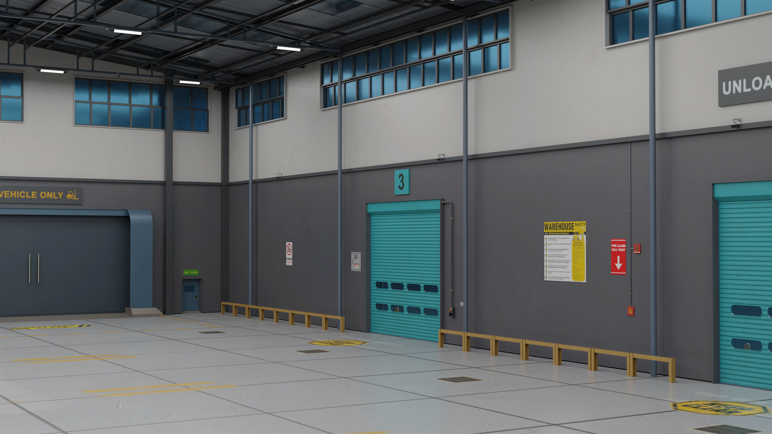 Logistic Cargo Warehouse Interior and Exterior All PBR Textures Low-poly 3D model_6