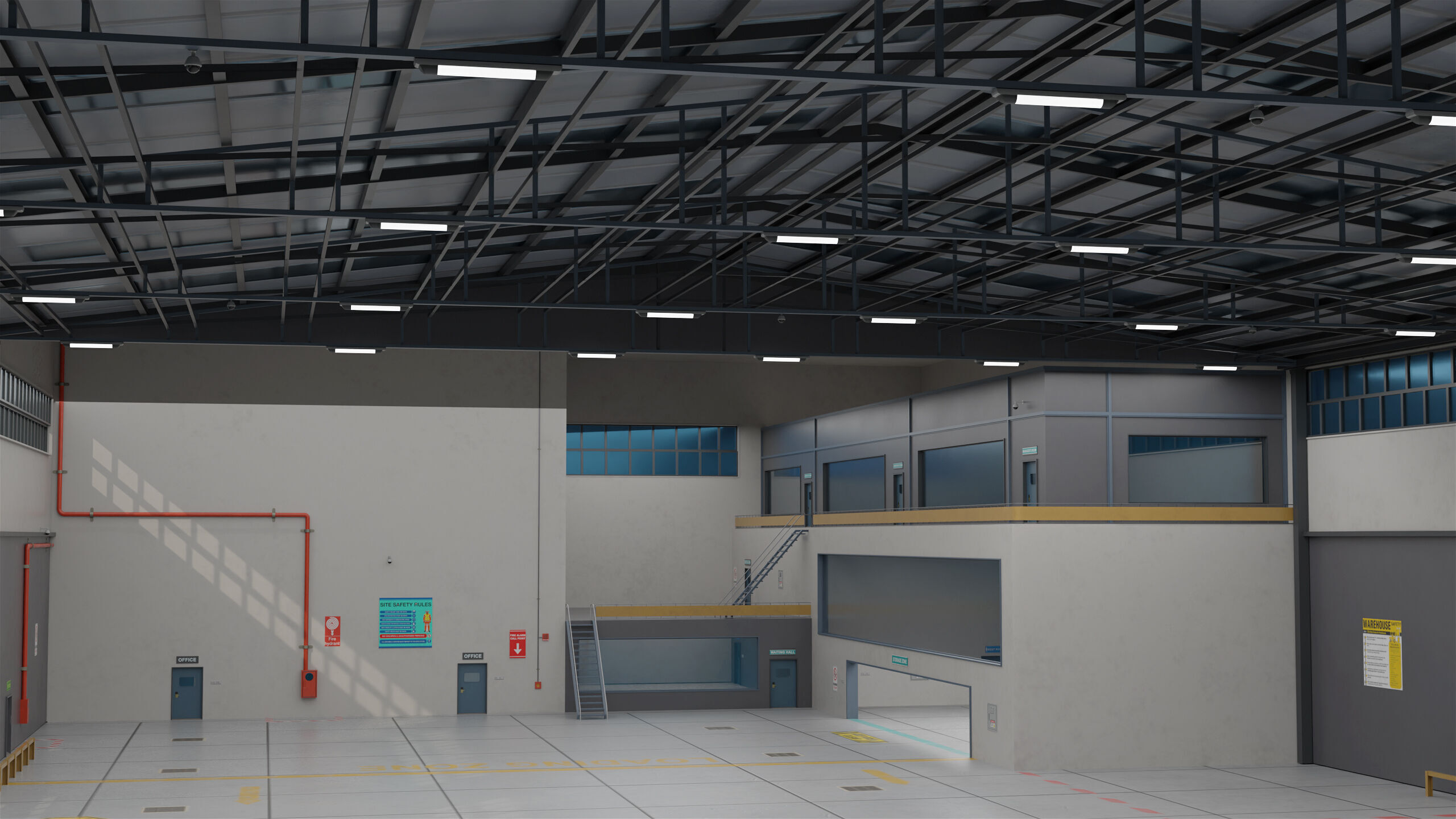 Logistic Cargo Warehouse Interior and Exterior All PBR Textures Low-poly 3D model_31