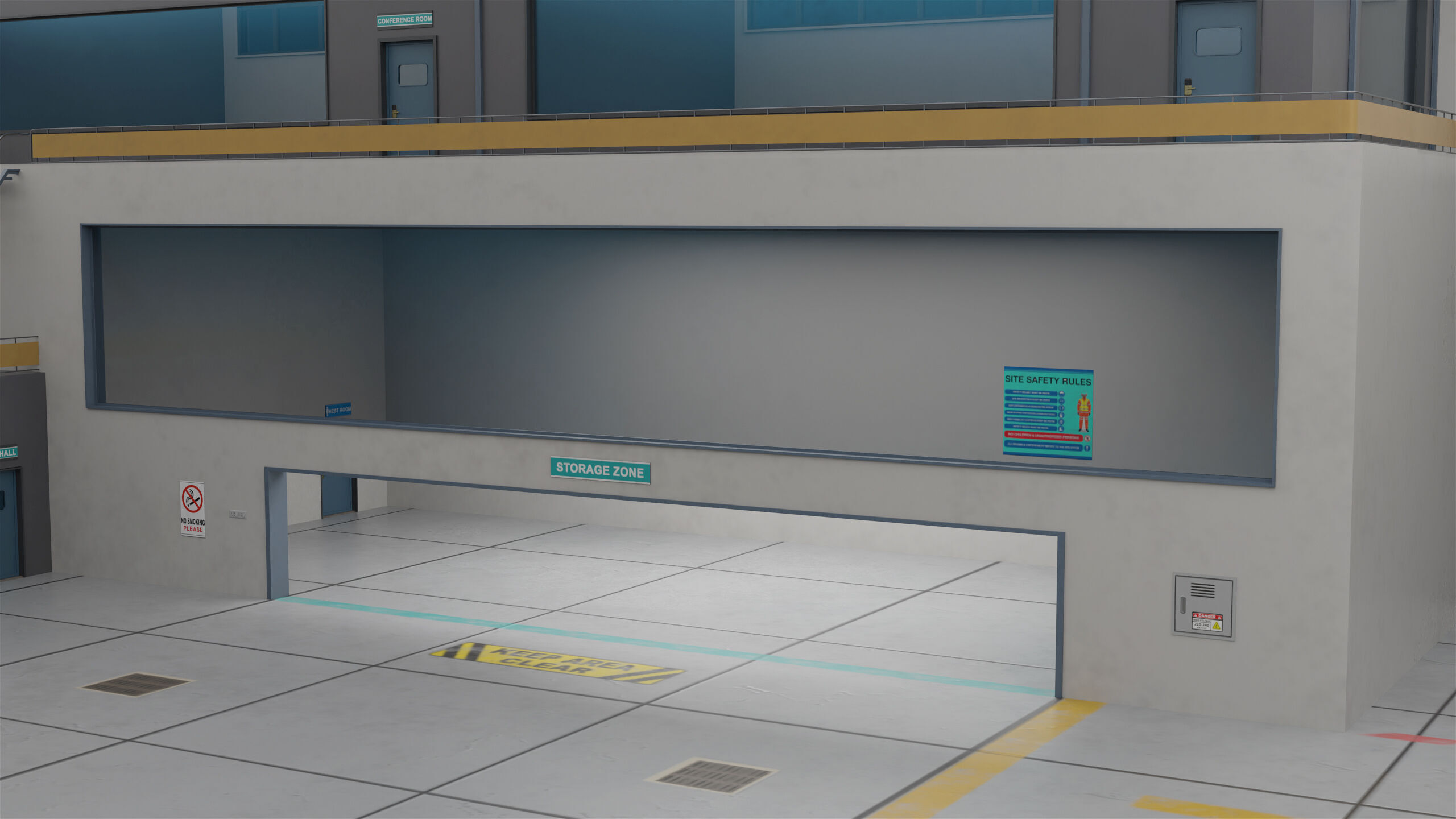 Logistic Cargo Warehouse Interior and Exterior All PBR Textures Low-poly 3D model_27