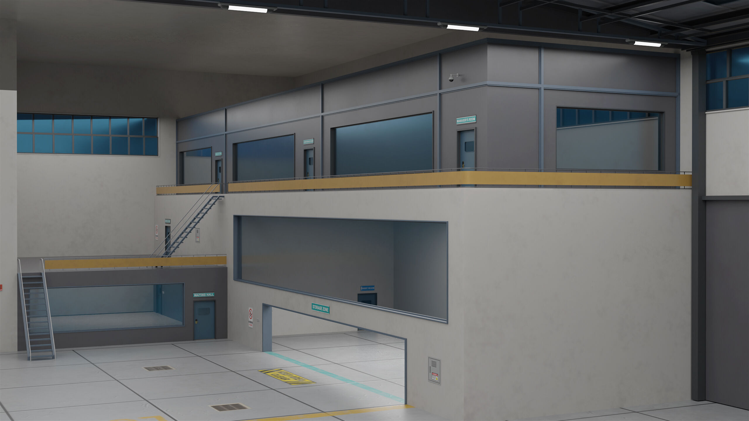 Logistic Cargo Warehouse Interior and Exterior All PBR Textures Low-poly 3D model_22