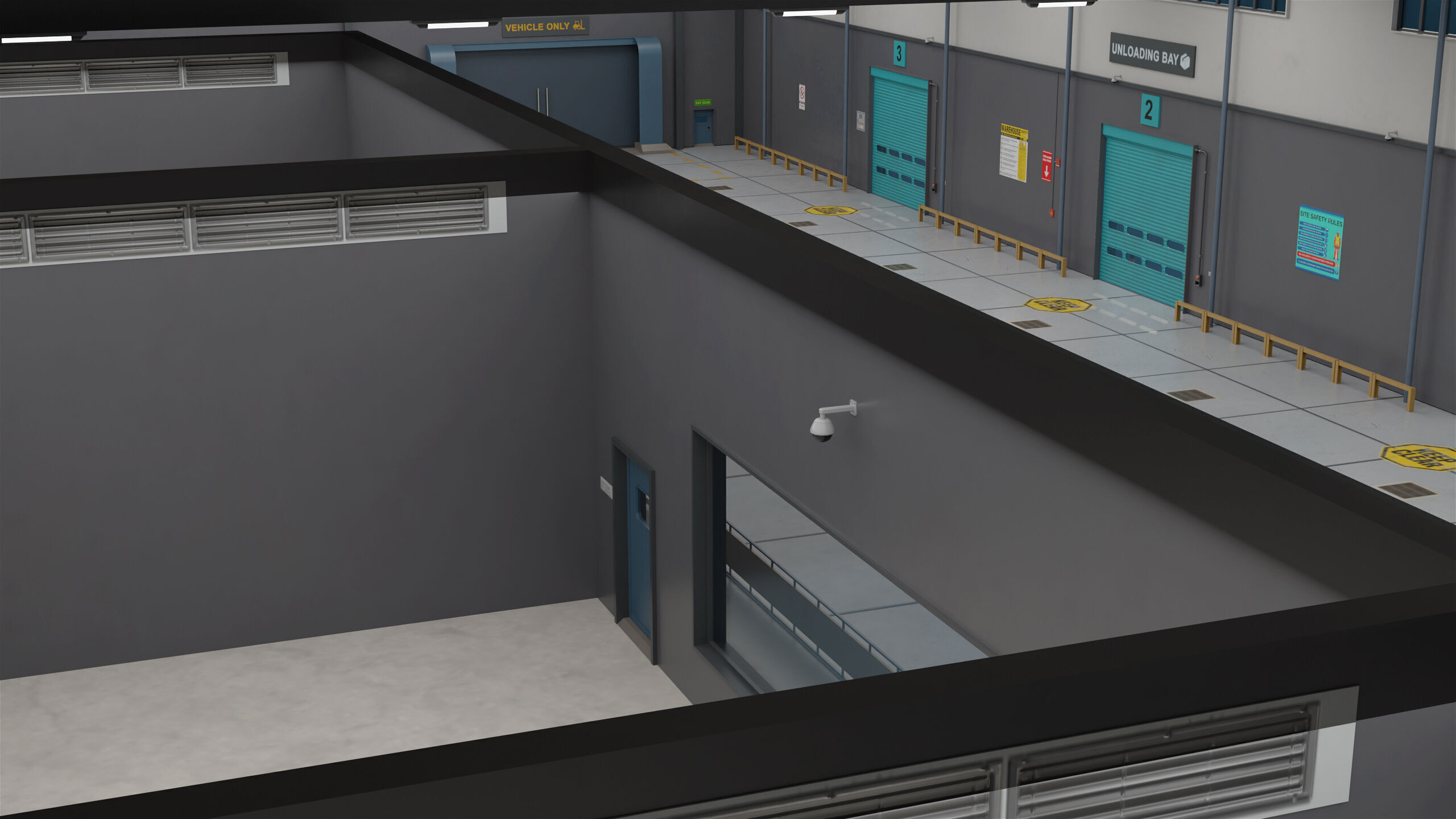 Logistic Cargo Warehouse Interior and Exterior All PBR Textures Low-poly 3D model_9