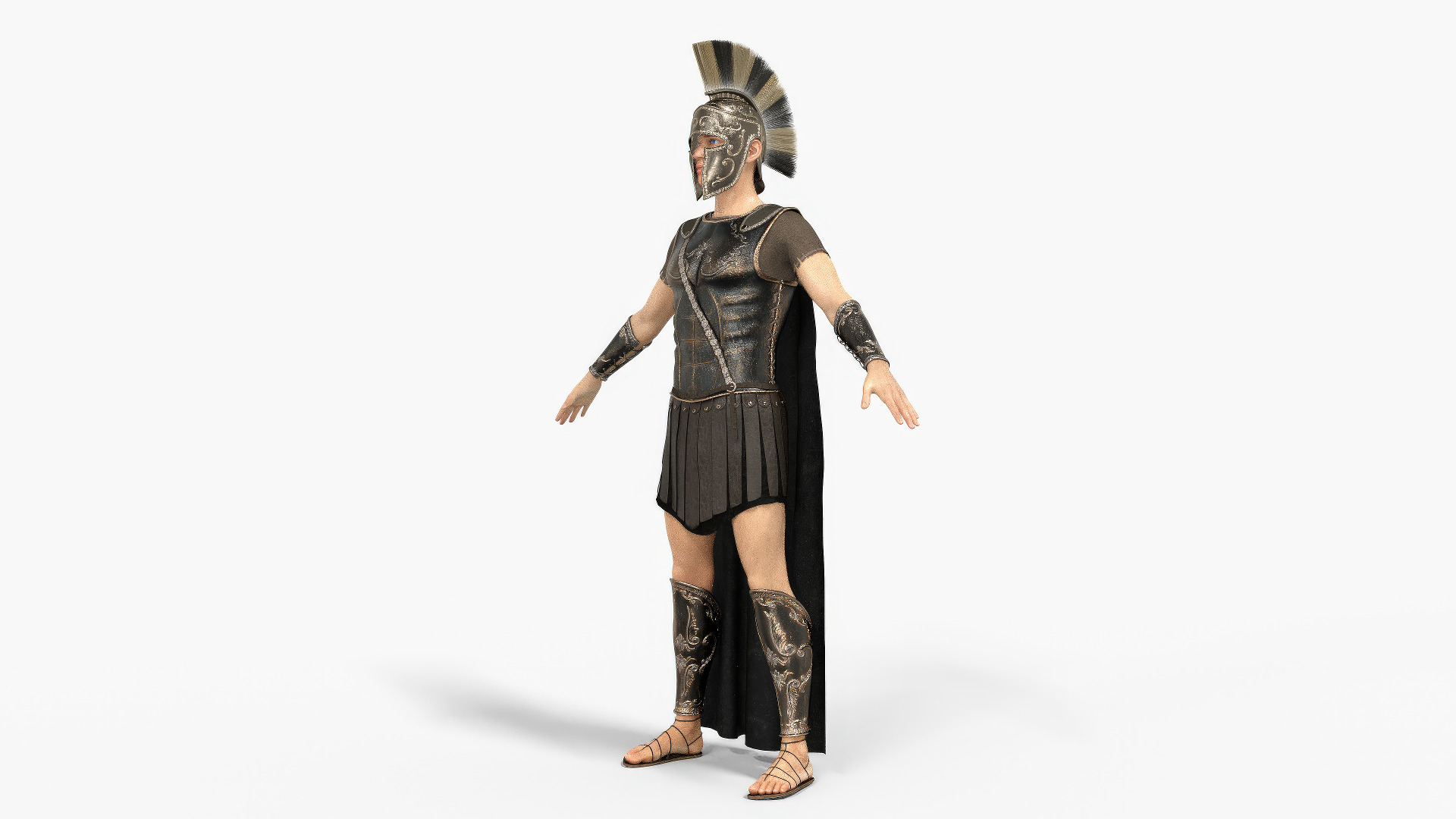 Achilles Myrmidons Greek Warrior Rigged Low-poly 3D model_4