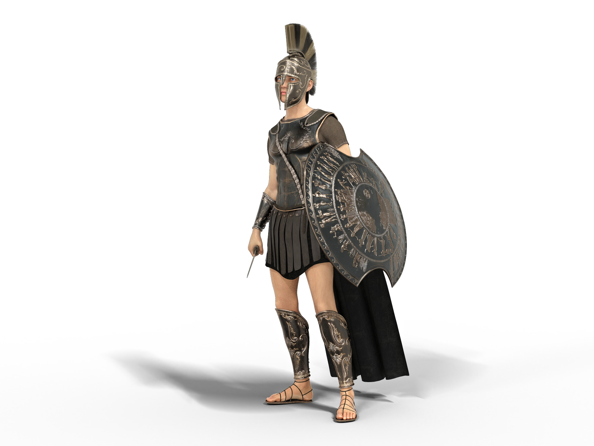Achilles Myrmidons Greek Warrior Rigged Low-poly 3D model_5