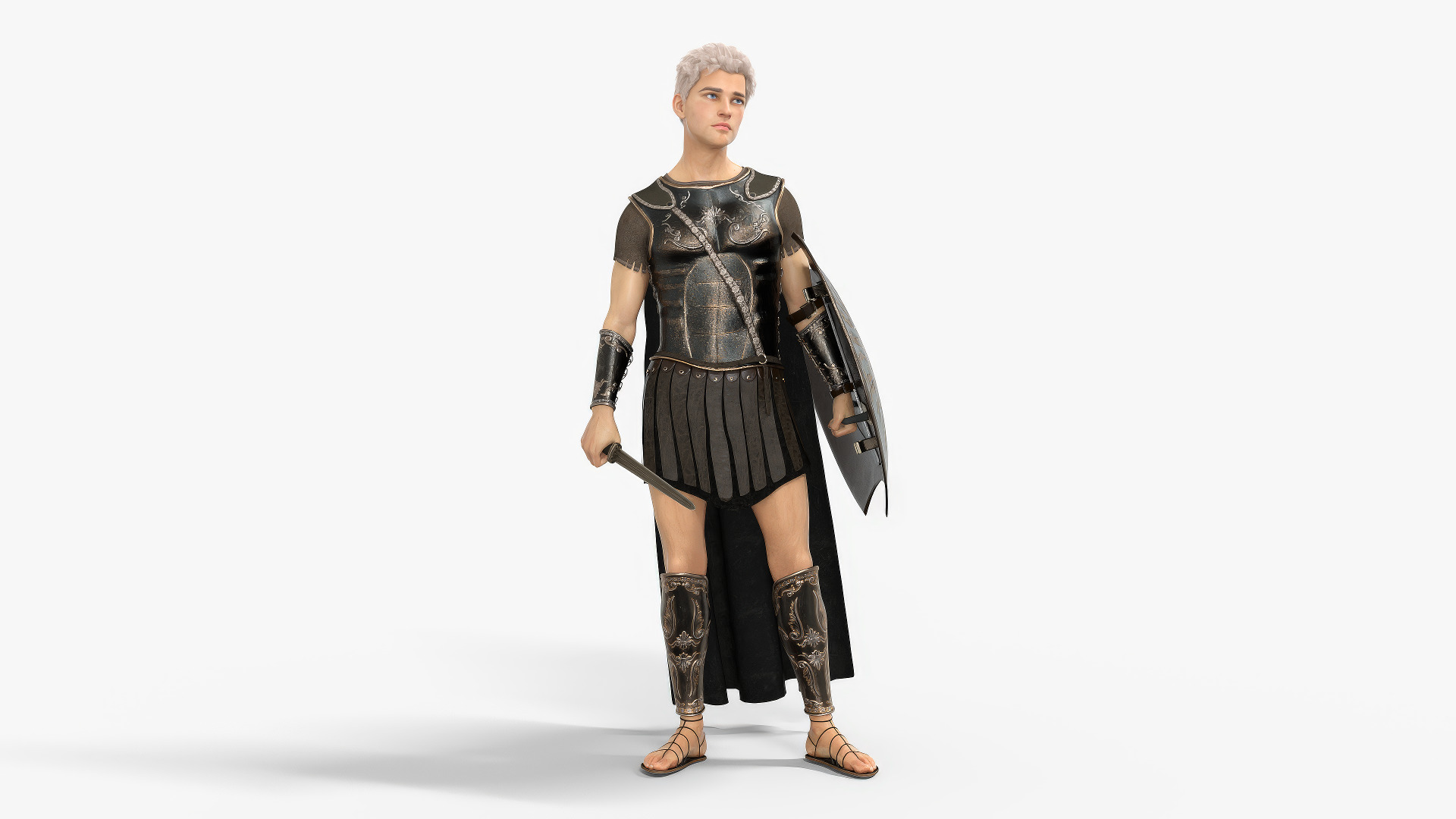Achilles Myrmidons Greek Warrior Rigged Low-poly 3D model_13