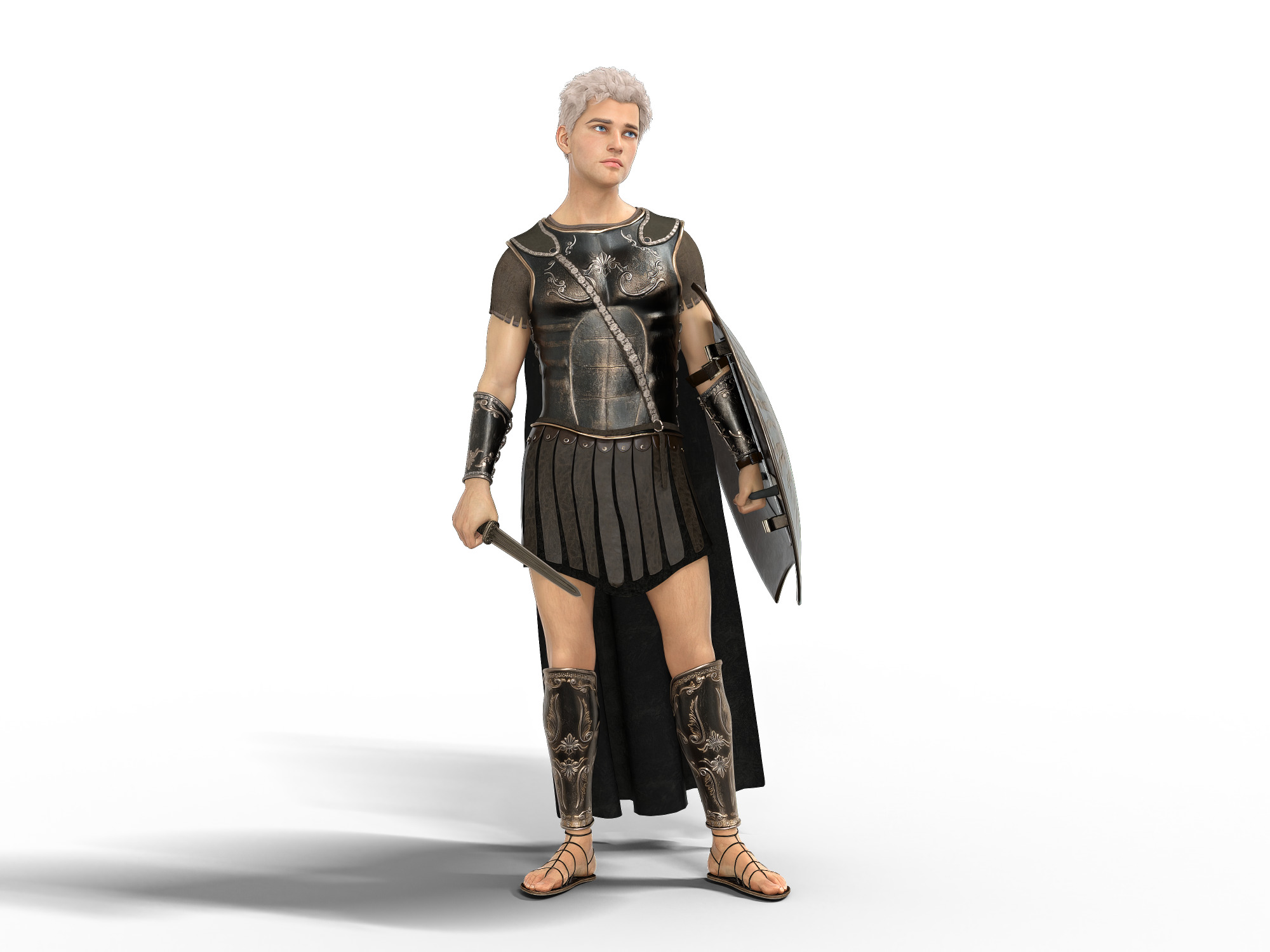 Achilles Myrmidons Greek Warrior Rigged Low-poly 3D model_3
