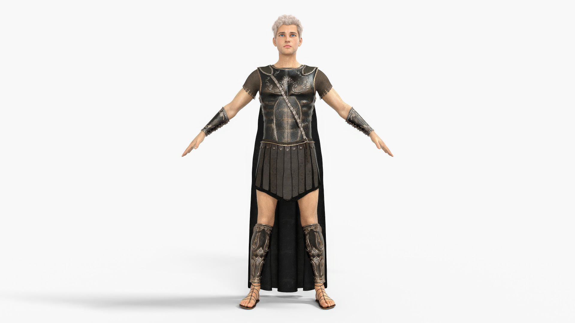 Achilles Myrmidons Greek Warrior Rigged Low-poly 3D model_12