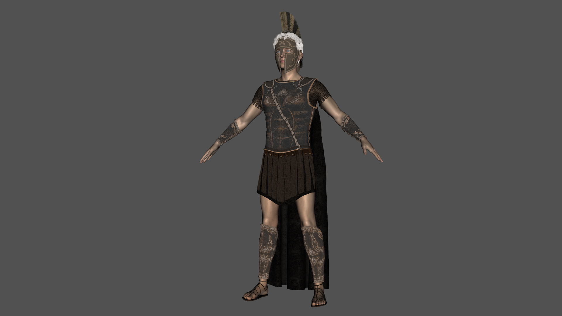 Achilles Myrmidons Greek Warrior Rigged Low-poly 3D model_30