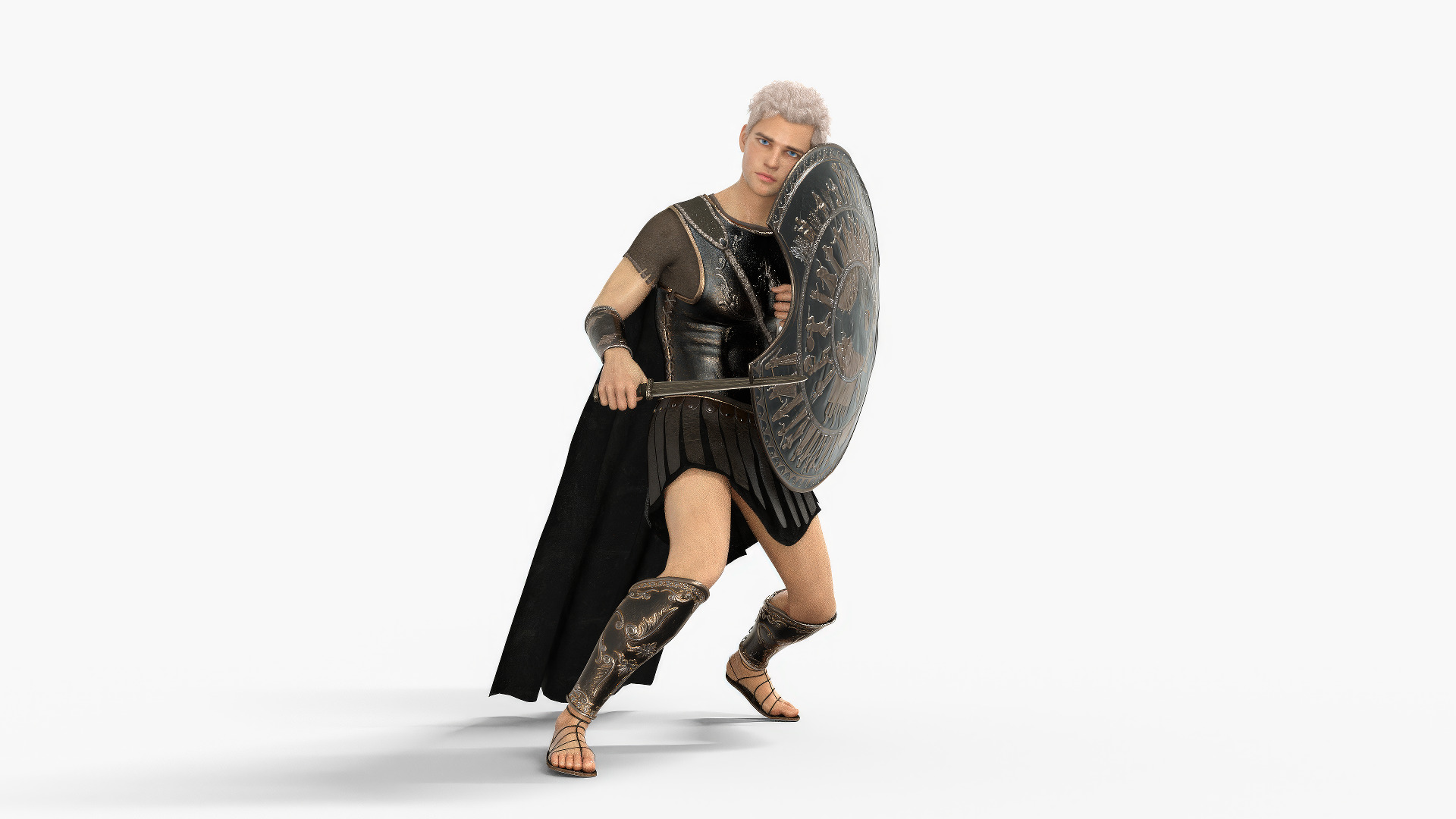 Achilles Myrmidons Greek Warrior Rigged Low-poly 3D model_10