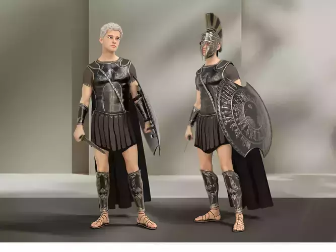 Achilles Myrmidons Greek Warrior Rigged Low-poly 3D model