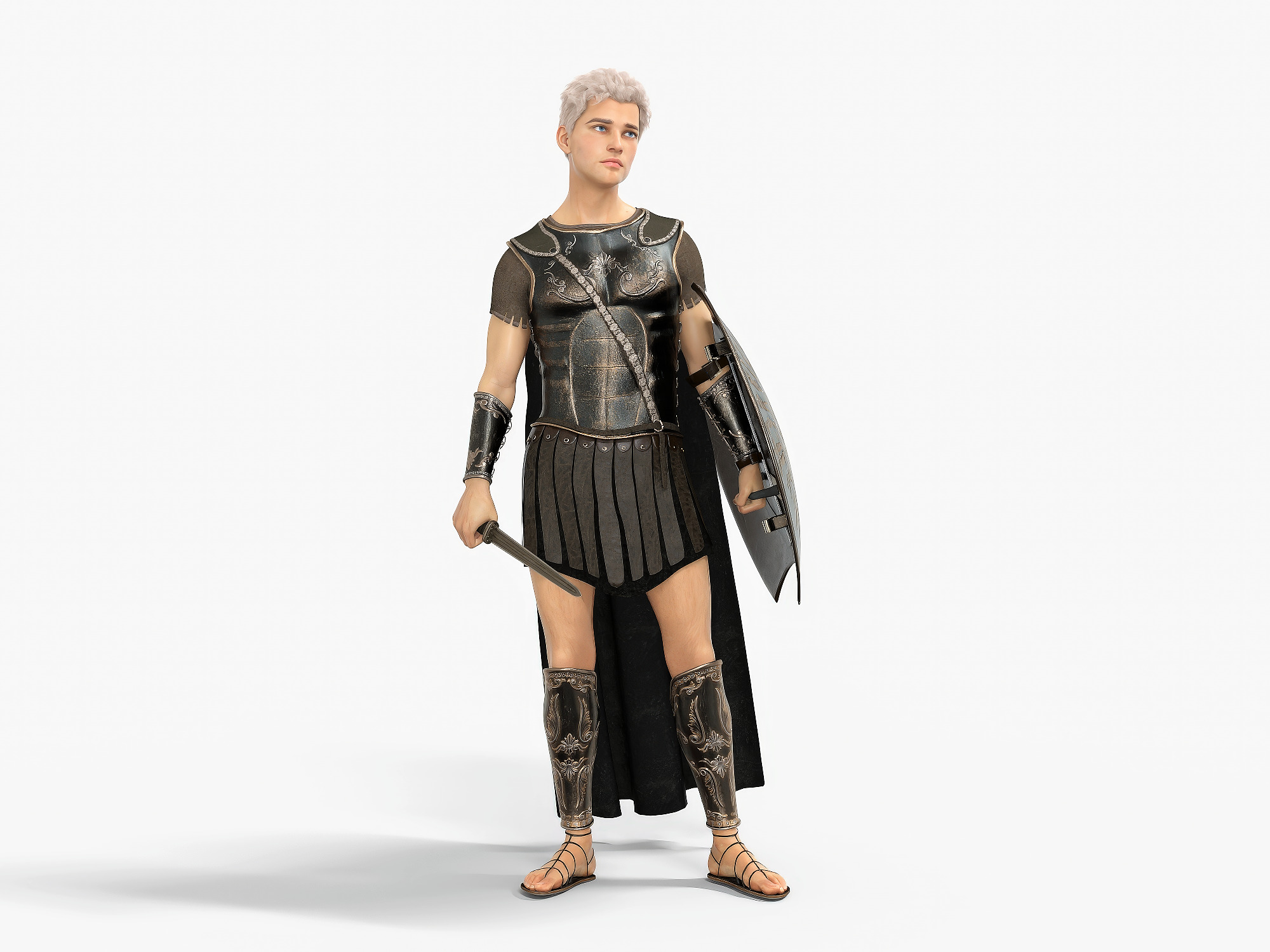 Achilles Myrmidons Greek Warrior Rigged Low-poly 3D model_2