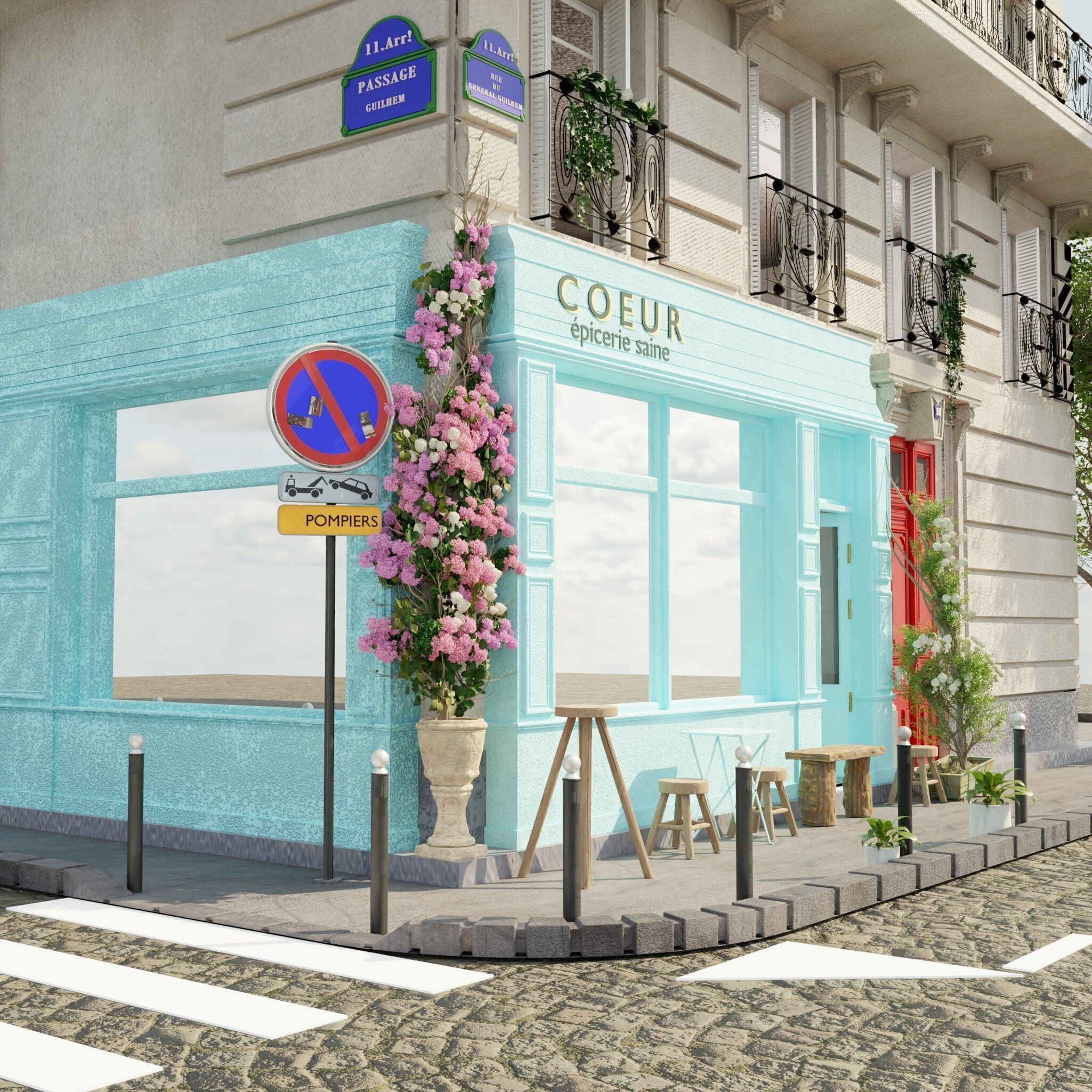 coeur  healthy epicerie cafe paris 3D model_3