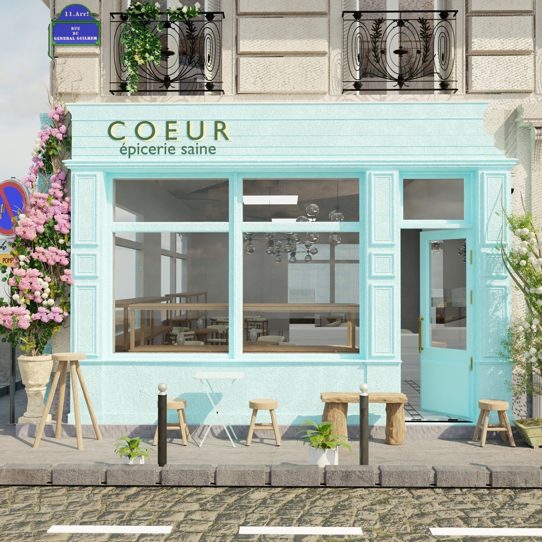 coeur  healthy epicerie cafe paris 3D model_10