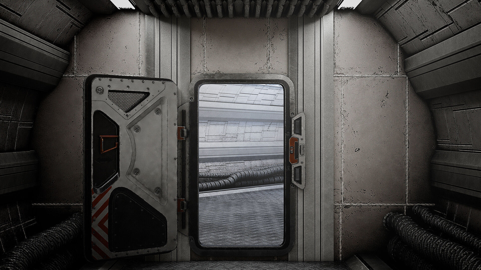 SciFi Bunker Door v2 Low-poly 3D model_3
