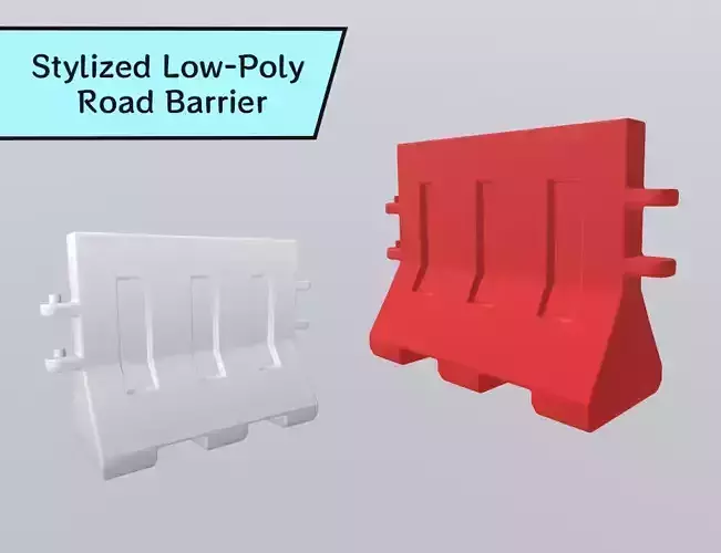 Stylized Low-Poly Plastic Road Barrier