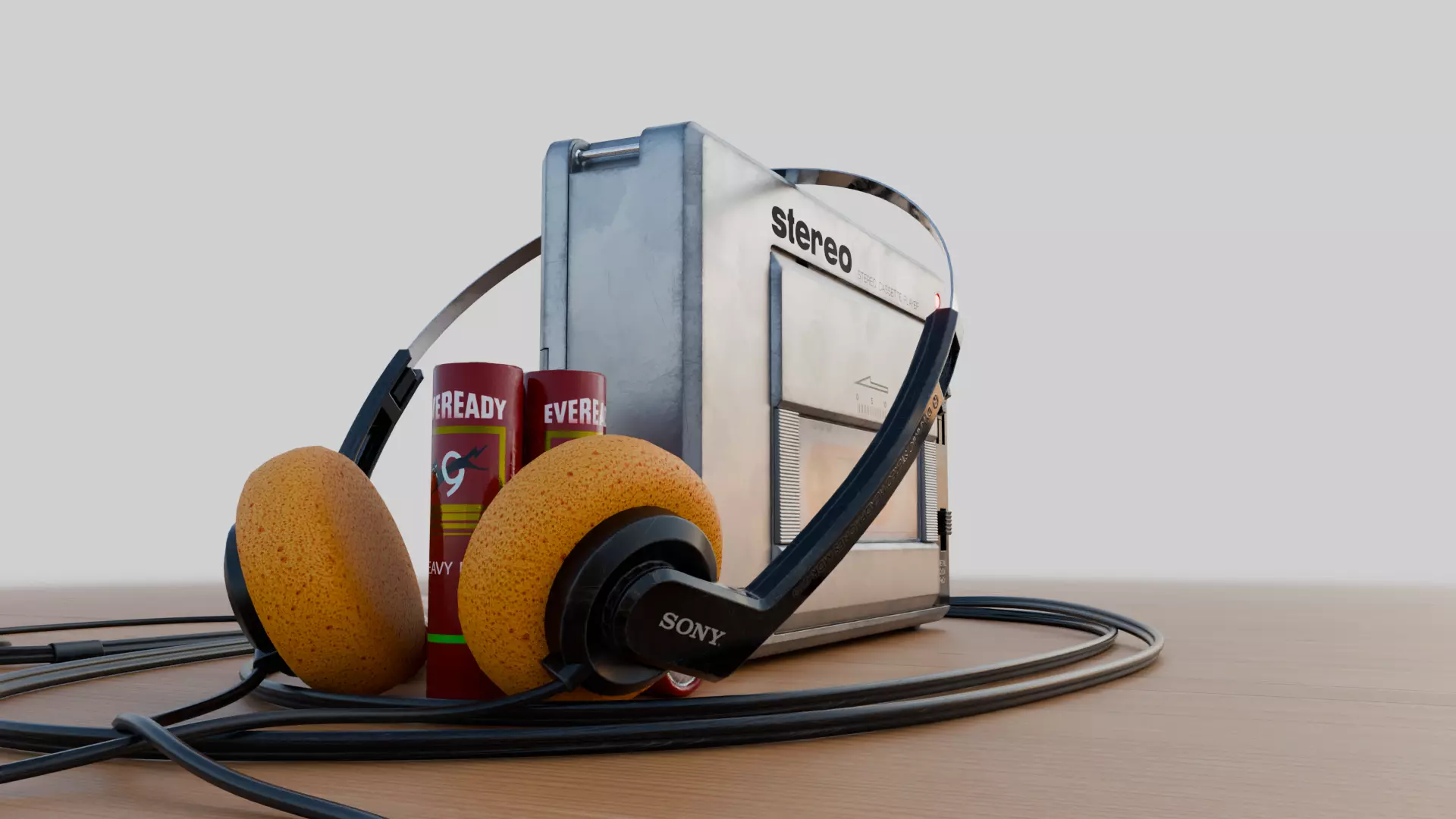 3D model ASAHI PD-551 WALKMAN AND SONY MDR-010 HEADPHONES FROM