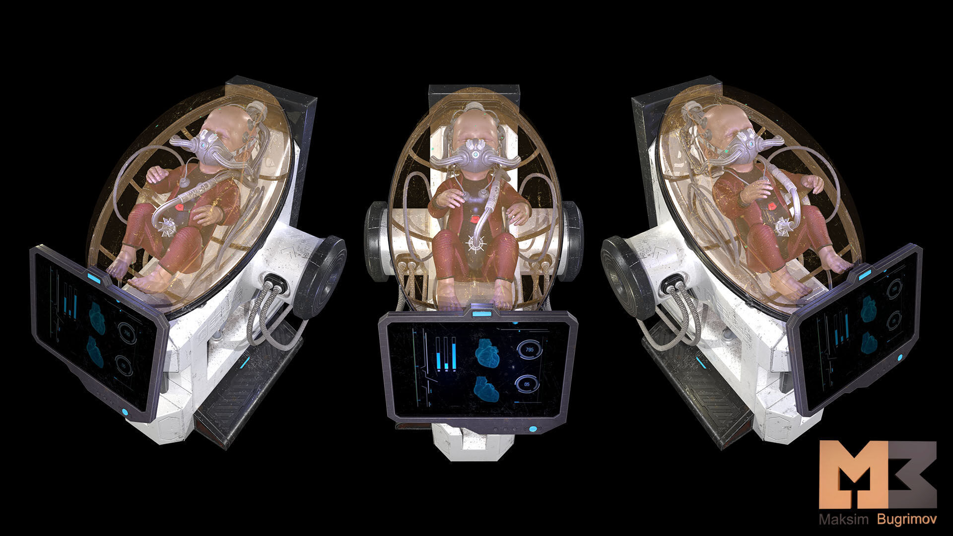 Baby In Capsule Low-poly 3D model_13