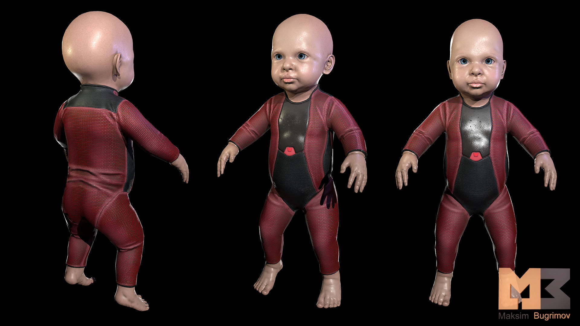 Baby In Capsule Low-poly 3D model_12