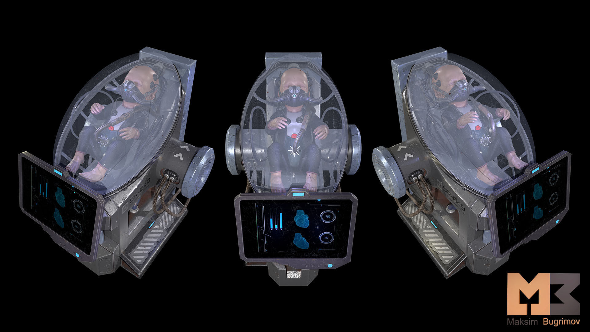 Baby In Capsule Low-poly 3D model_14