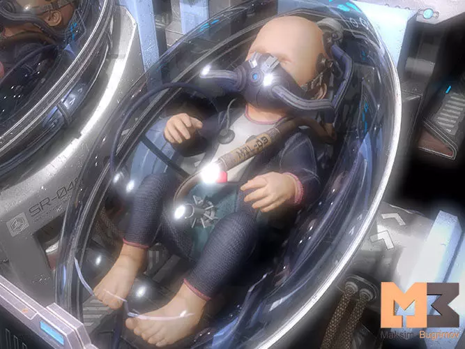 Baby In Capsule Low-poly 3D model_0
