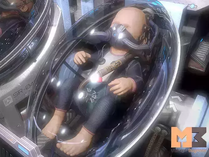 Baby In Capsule Low-poly 3D model