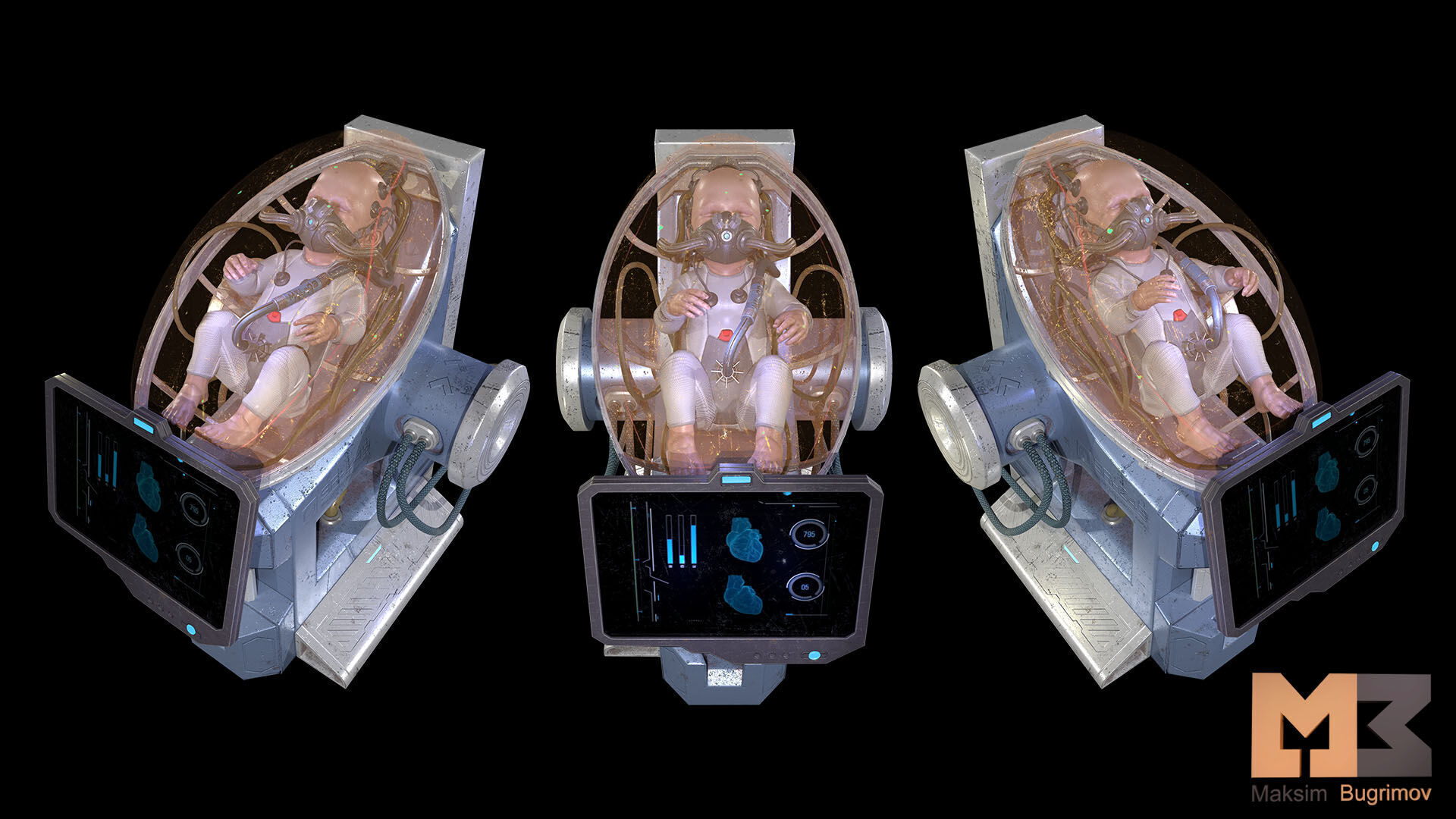Baby In Capsule Low-poly 3D model_15