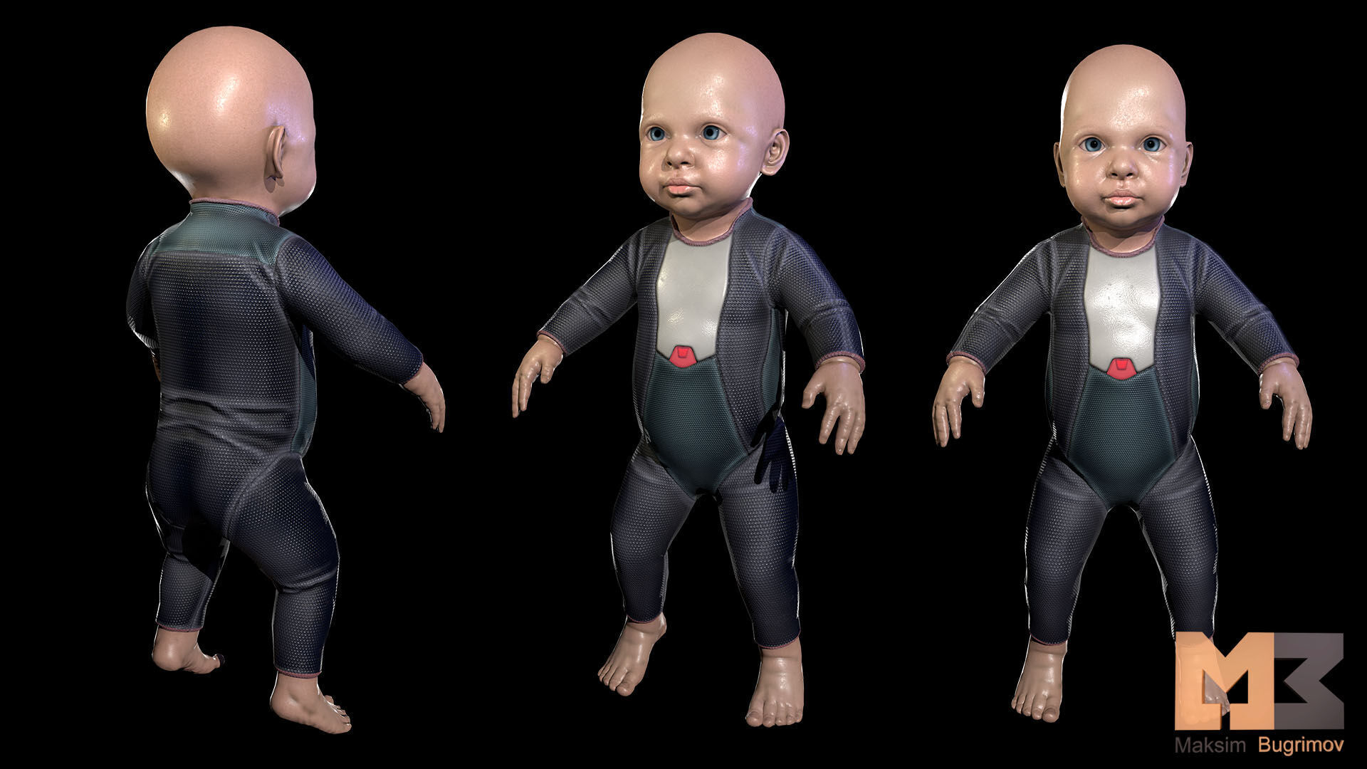 Baby In Capsule Low-poly 3D model_16