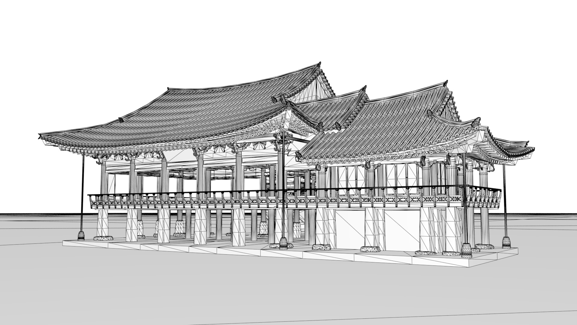 Korea Gwanghallu Pavilion - Joseon Hanok 3D model Low-poly 3D model_22